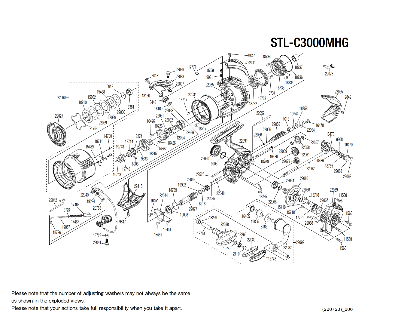 Stella C3000M FK HG Reel Spare Parts