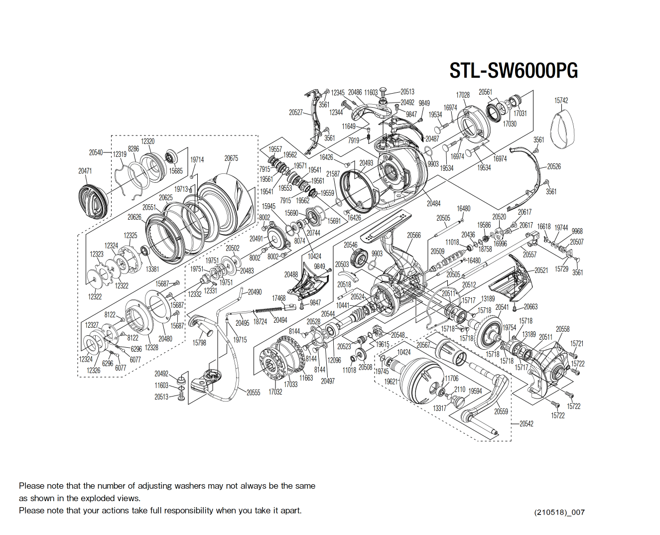 Stella 6000 SW C PG Reel Spare Parts