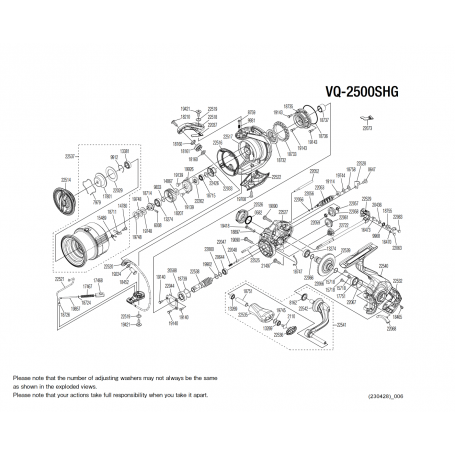 Vanquish 2500S FC HG Reel Spare Parts