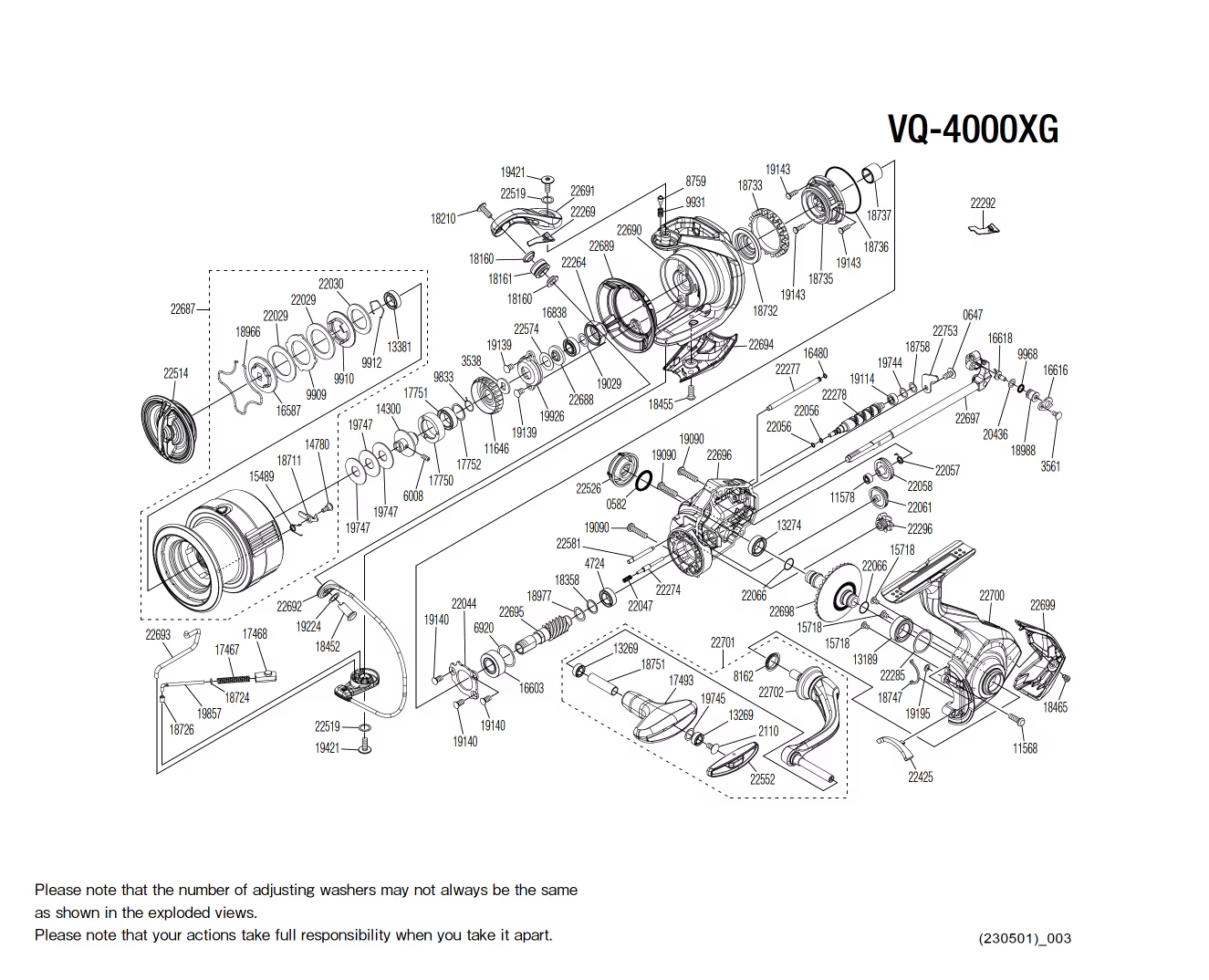Vanquish 4000 FC XG Reel Spare Parts