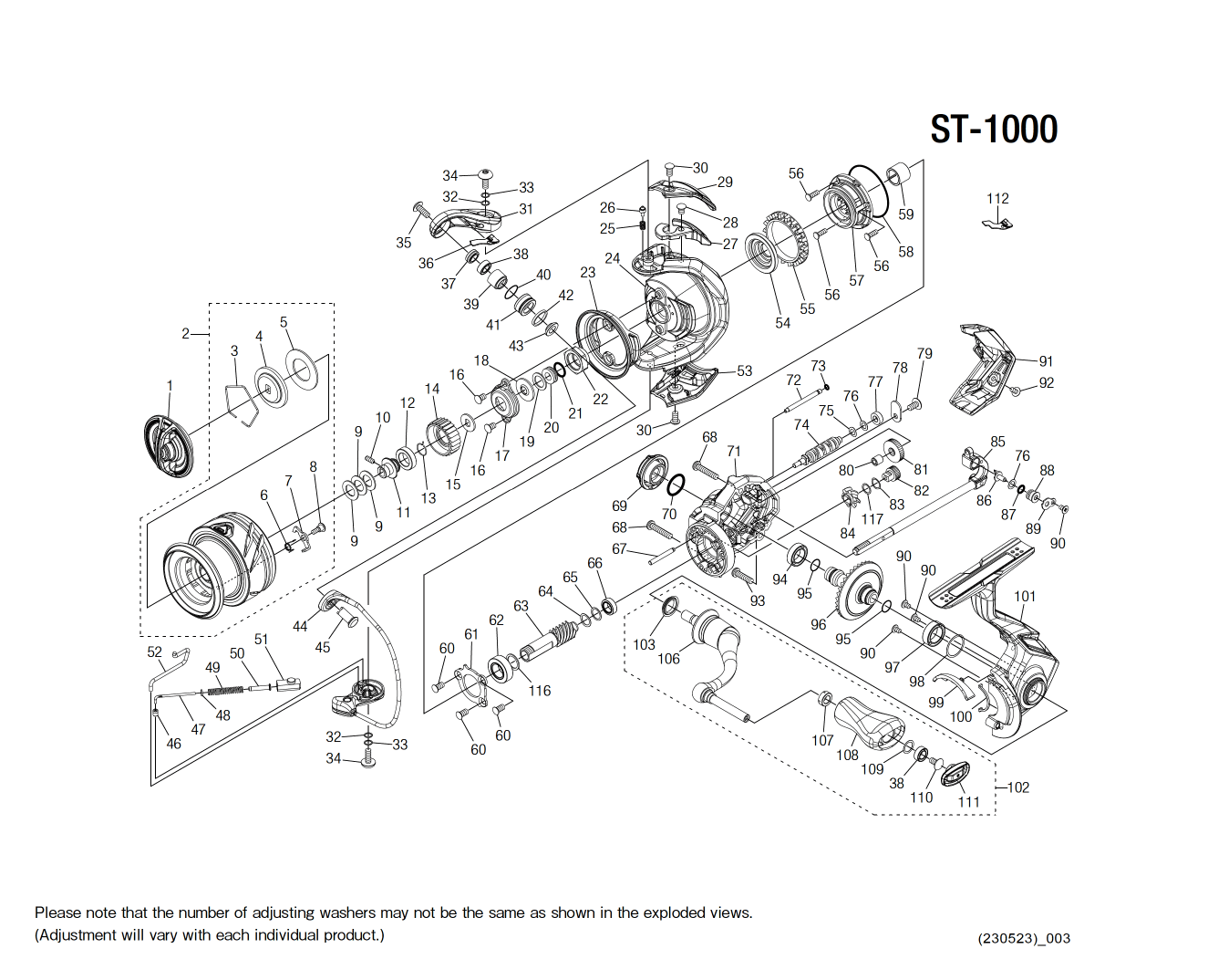 Stradic 1000 FM Reel Spare Parts