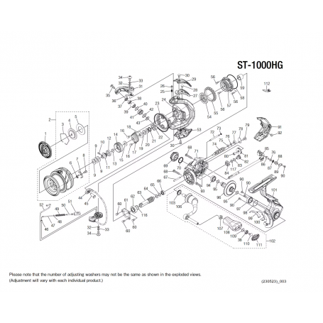 Stradic 1000 HG FM Reel Spare Parts