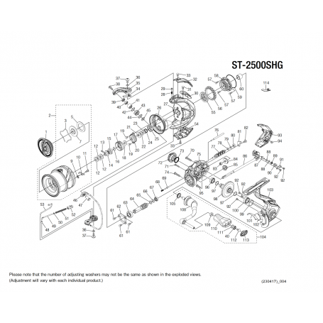 Stradic 2500S HG FM Reel Spare Parts