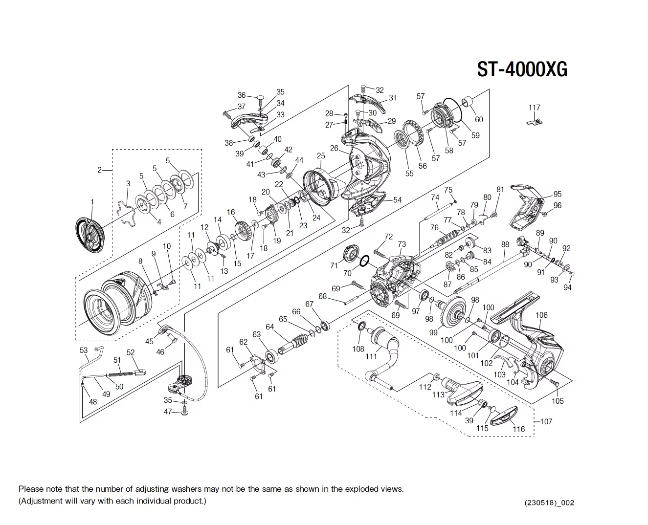 Stradic 4000 XG FM Reel Spare Parts