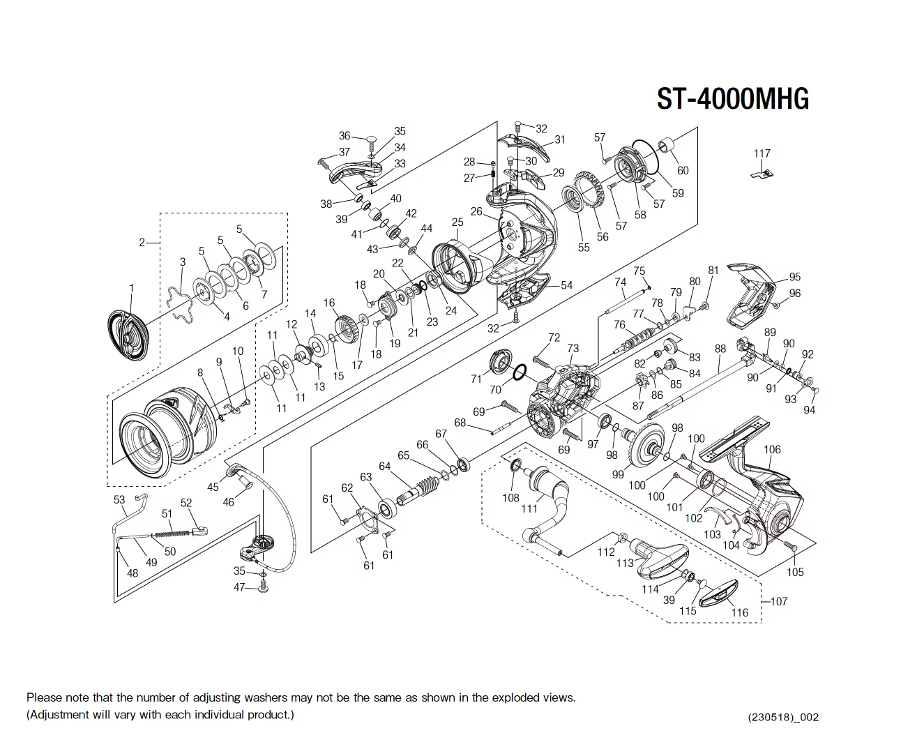 Stradic 4000M HG FM Reel Spare Parts