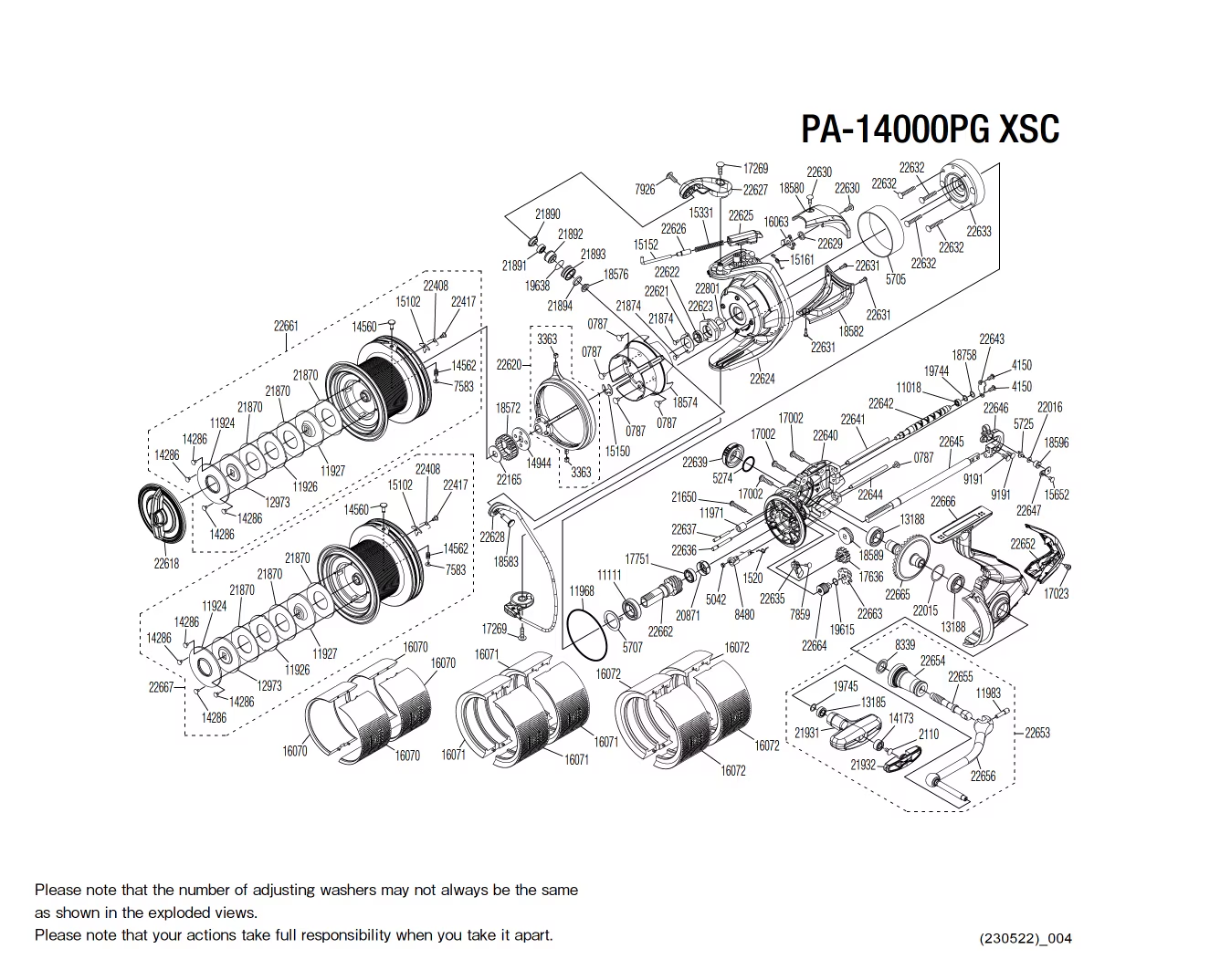 Onderdelen voor Power Aero 14000 XSC PG molens