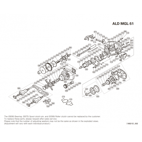 Aldebaran 51 MGL Left-handed Reel Spare Parts