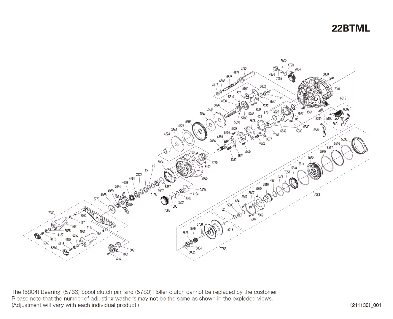 Bantam 151 Left-handed Reel Spare Parts
