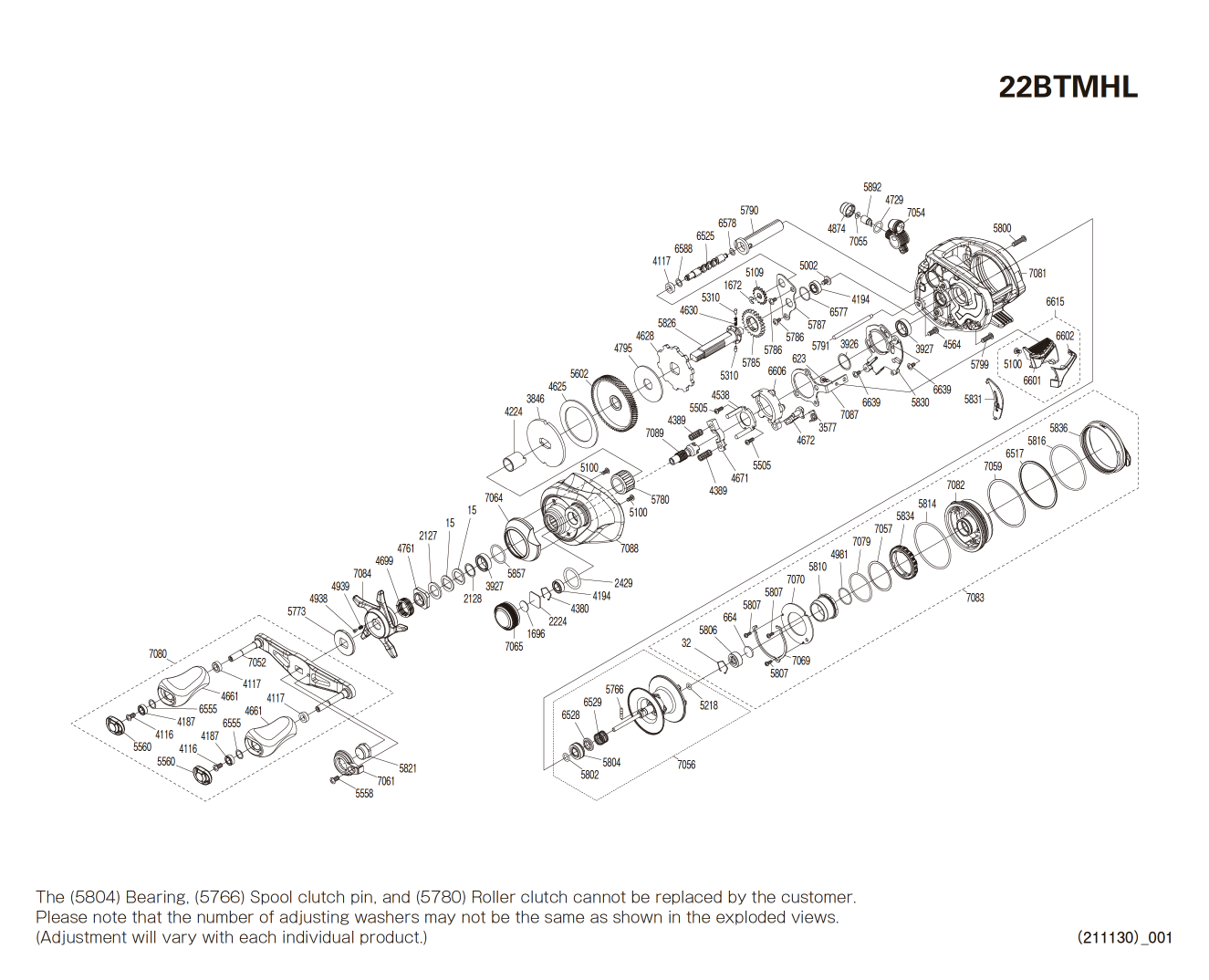 Bantam 151 HG Left-handed Reel Spare Parts