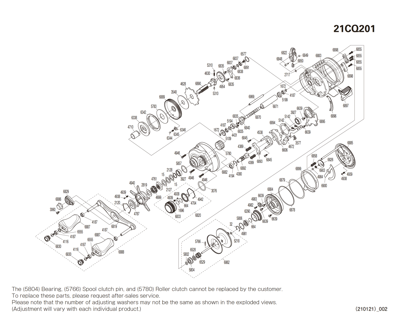 Ersatzteile für Calcutta Conquest 201 A Linkshänder Rollen