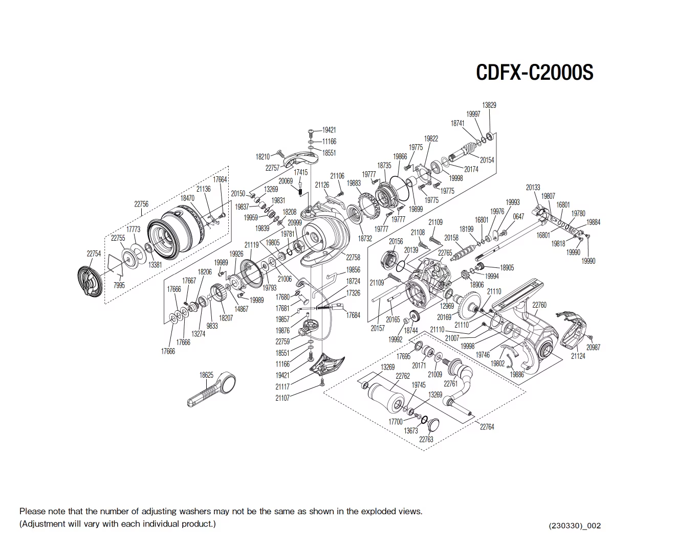 Cardiff XR C2000S Reel Spare Parts