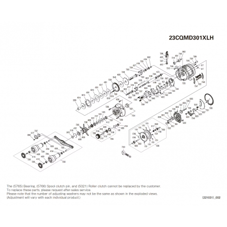 Peças de reposição para Calcutta Conquest 301 MD XG Canhoto Long Handle