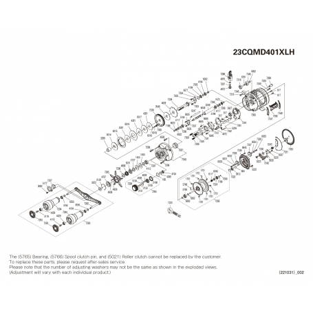 Peças de reposição para Calcutta Conquest MD 401 XG Mão esquerda Long Handle
