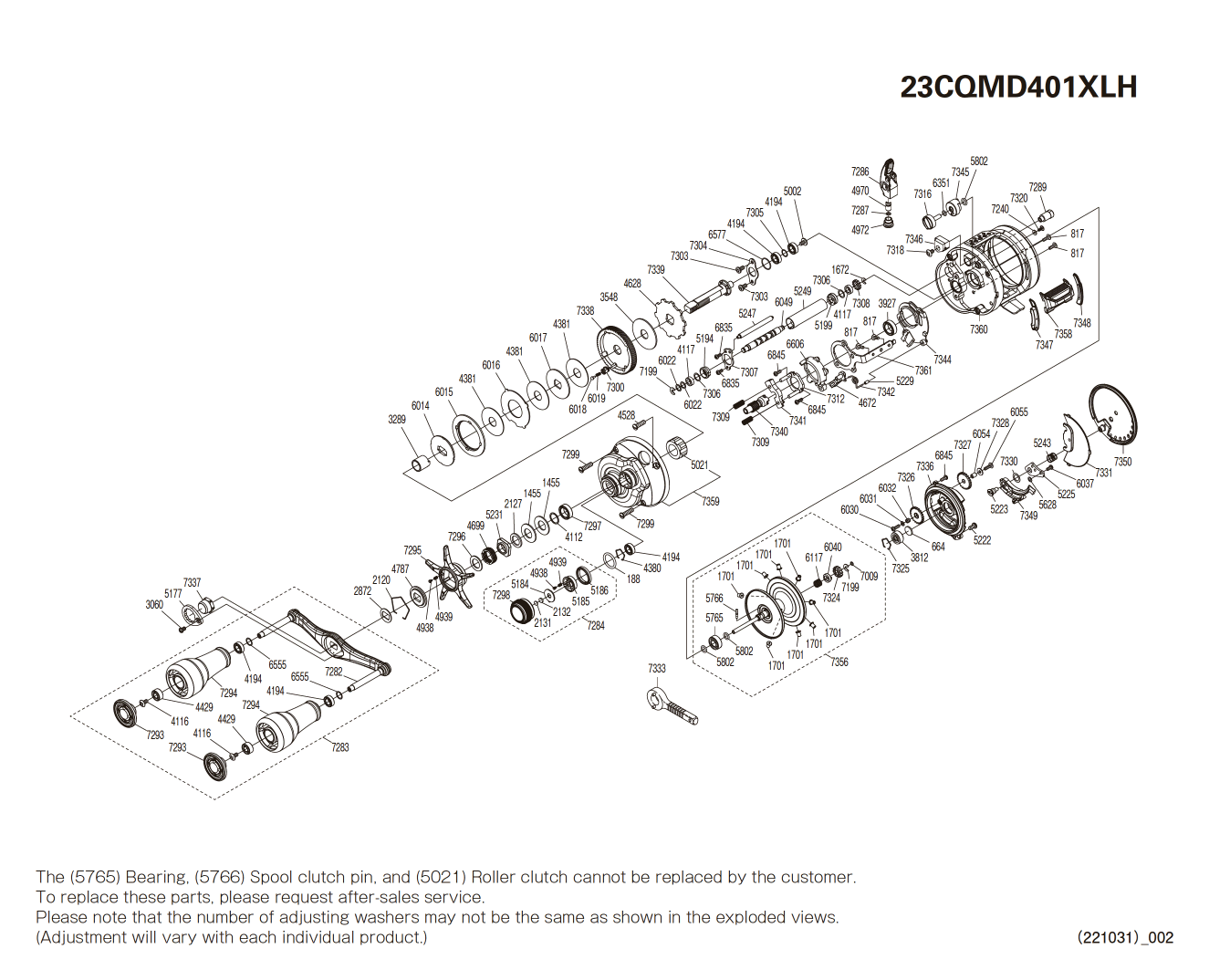 Ersatzteile für Calcutta Conquest MD 401 XG Linke hand Long Handle Rollen