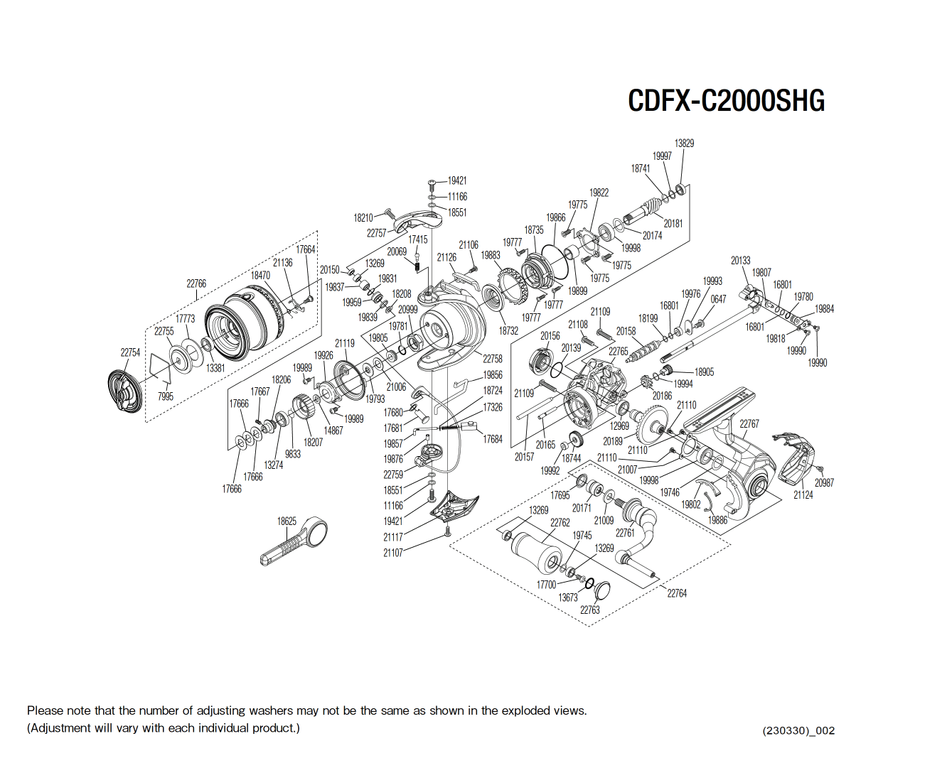 Cardiff XR C2000S HG Reel Spare Parts