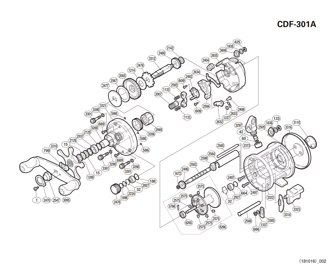 Cardiff 301 A left-handed Reel Spare Parts