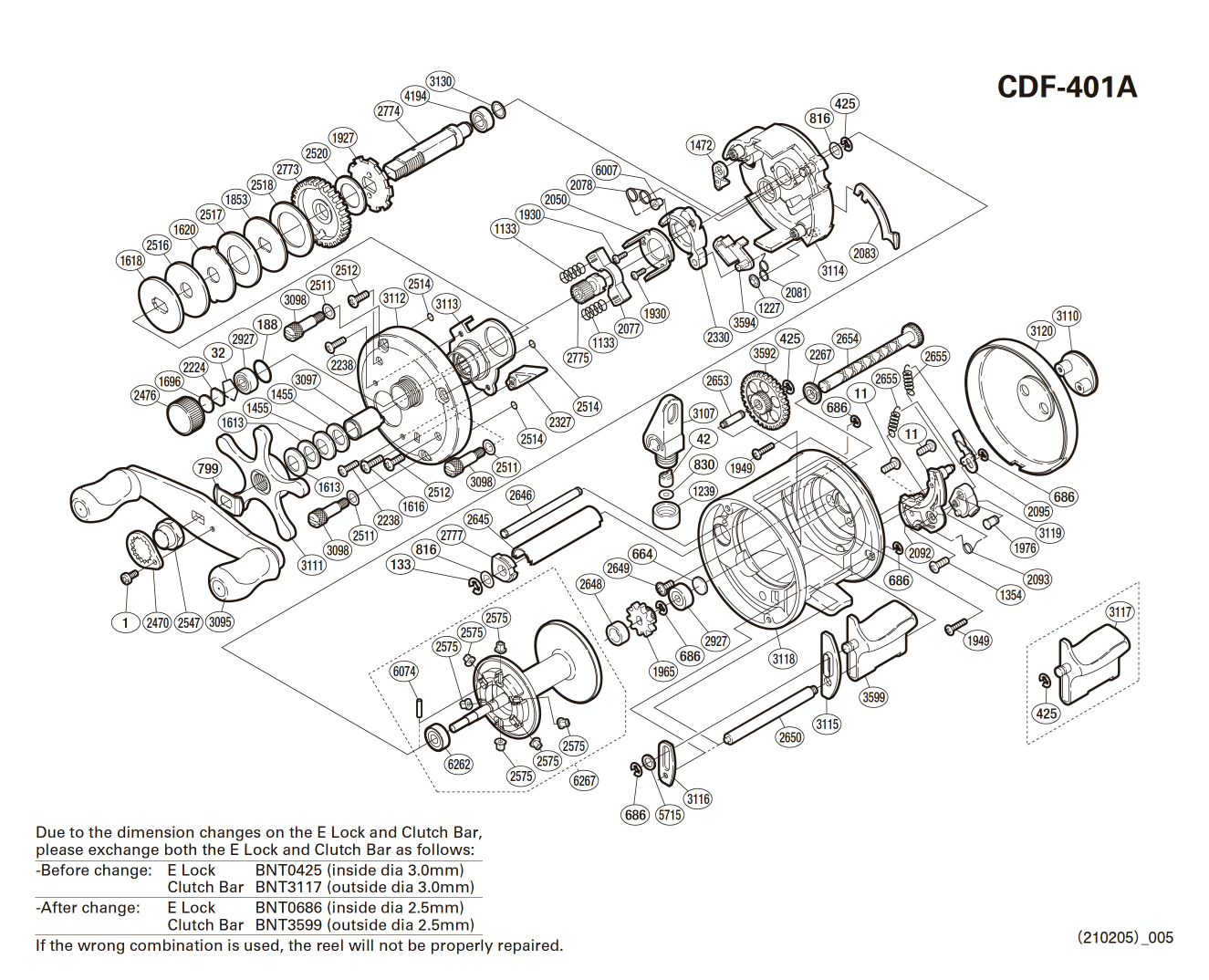 Cardiff 401 A left-handed Reel Spare Parts