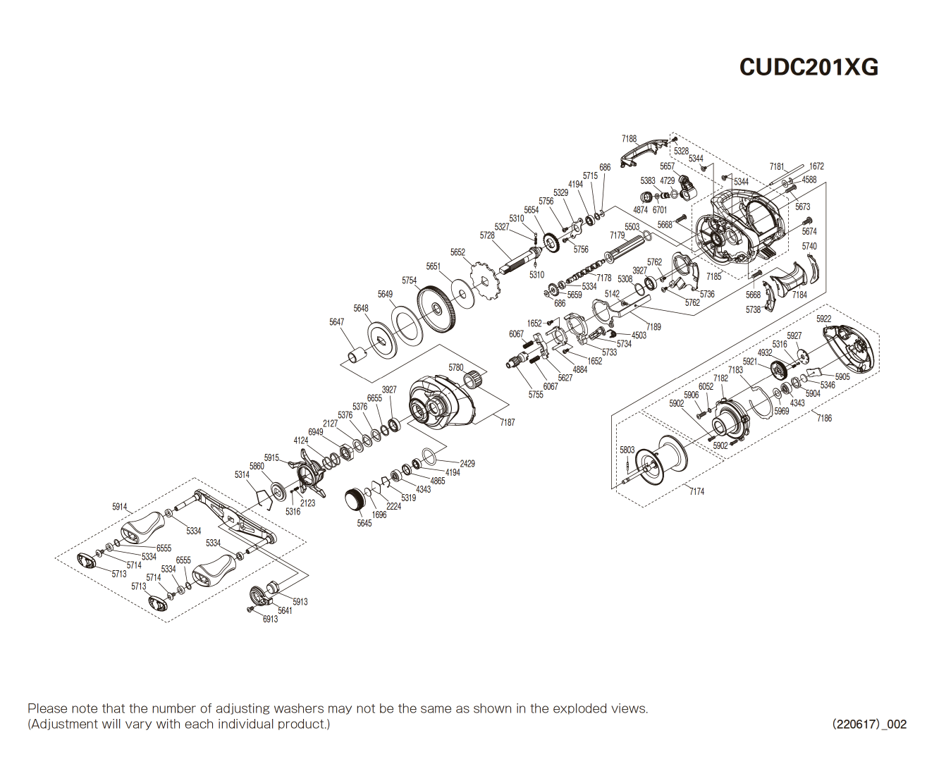 Despiece Carrete Curado 201 DC XG Zurdo