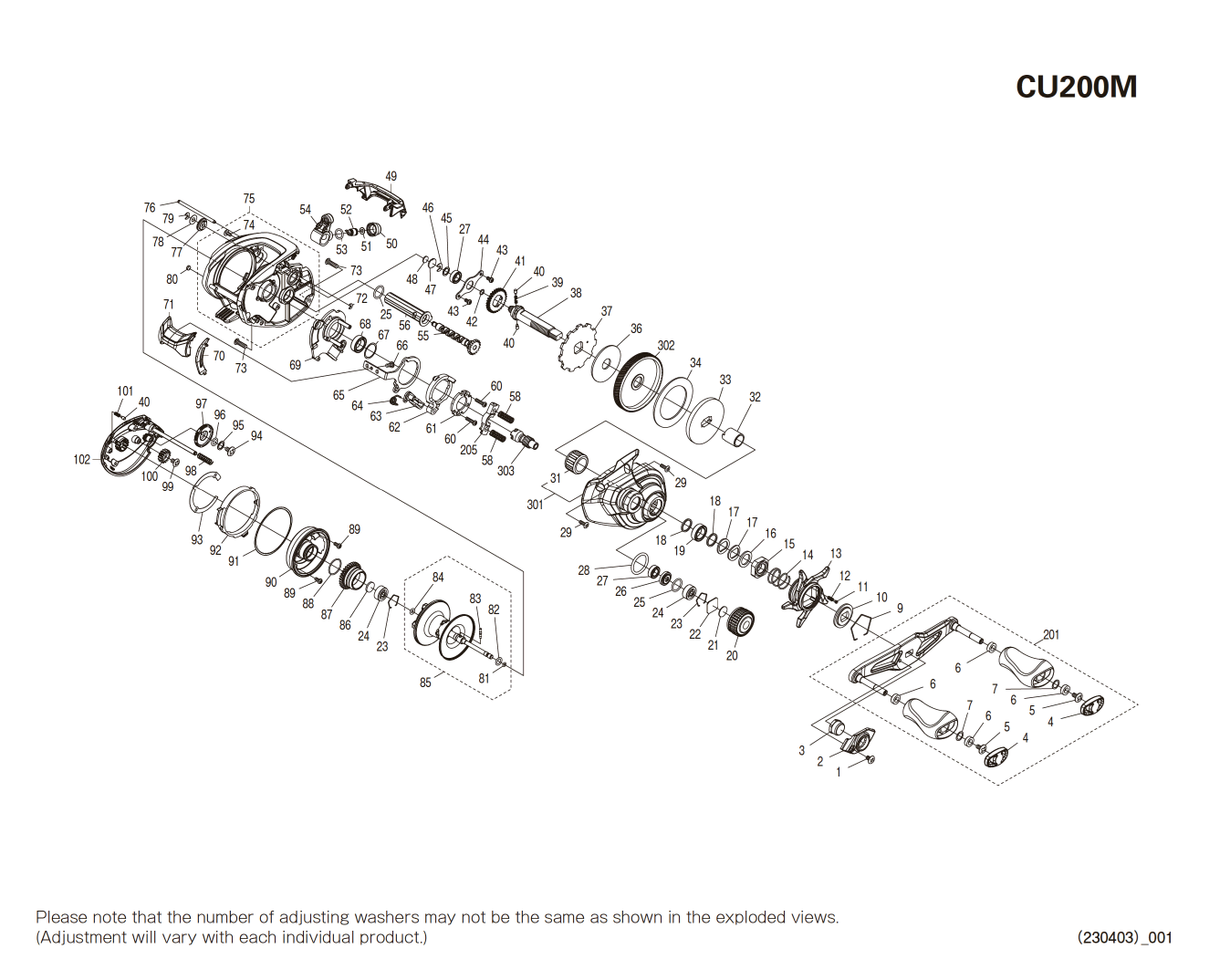 Curado 200 M right-handed Reel Spare Parts