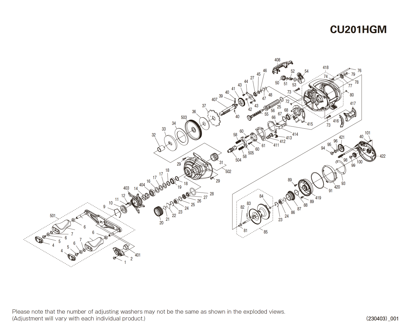 Onderdelen voor Curado 201 HG M Linkshandig molens