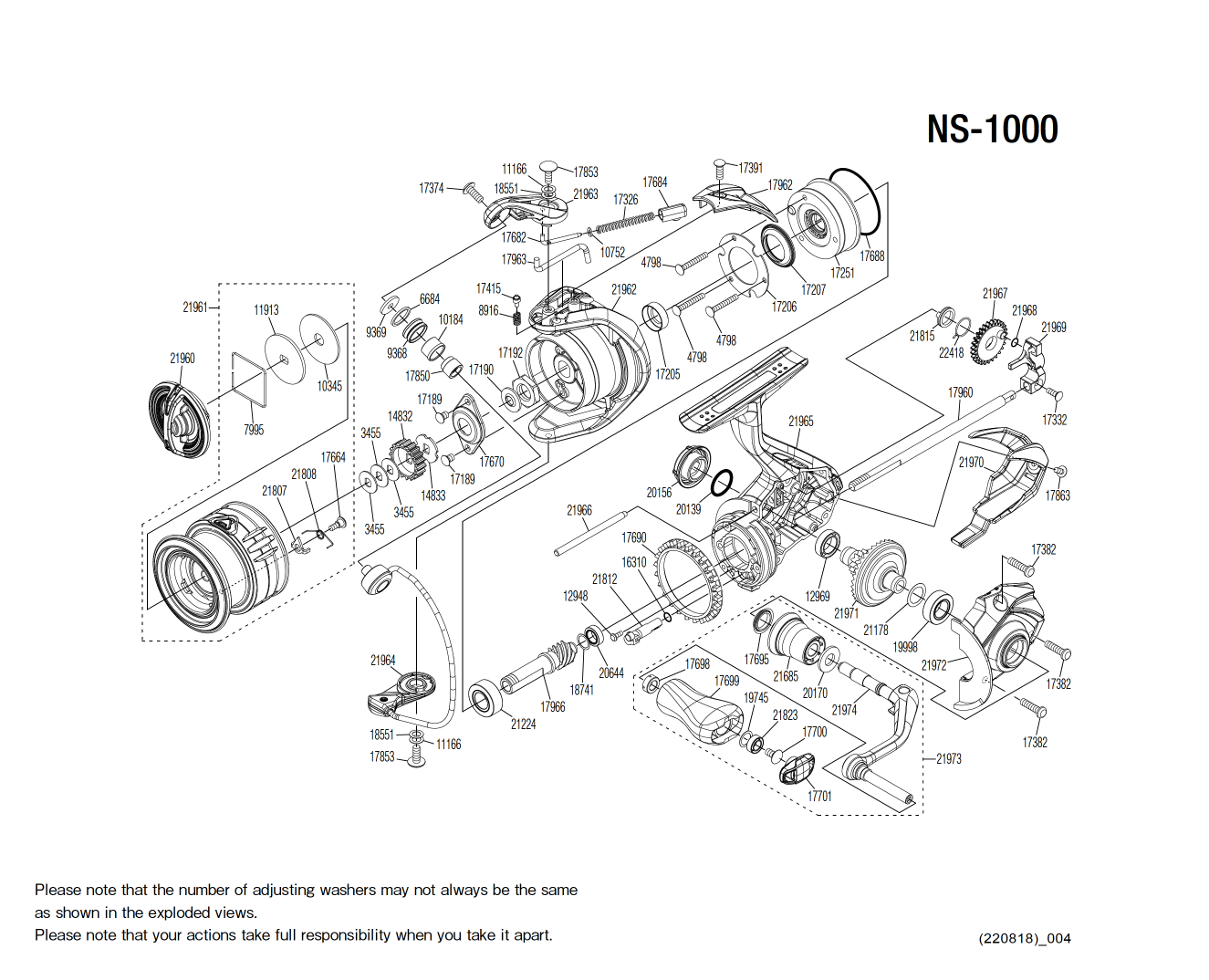 Nasci 1000 FC Reel Spare Parts