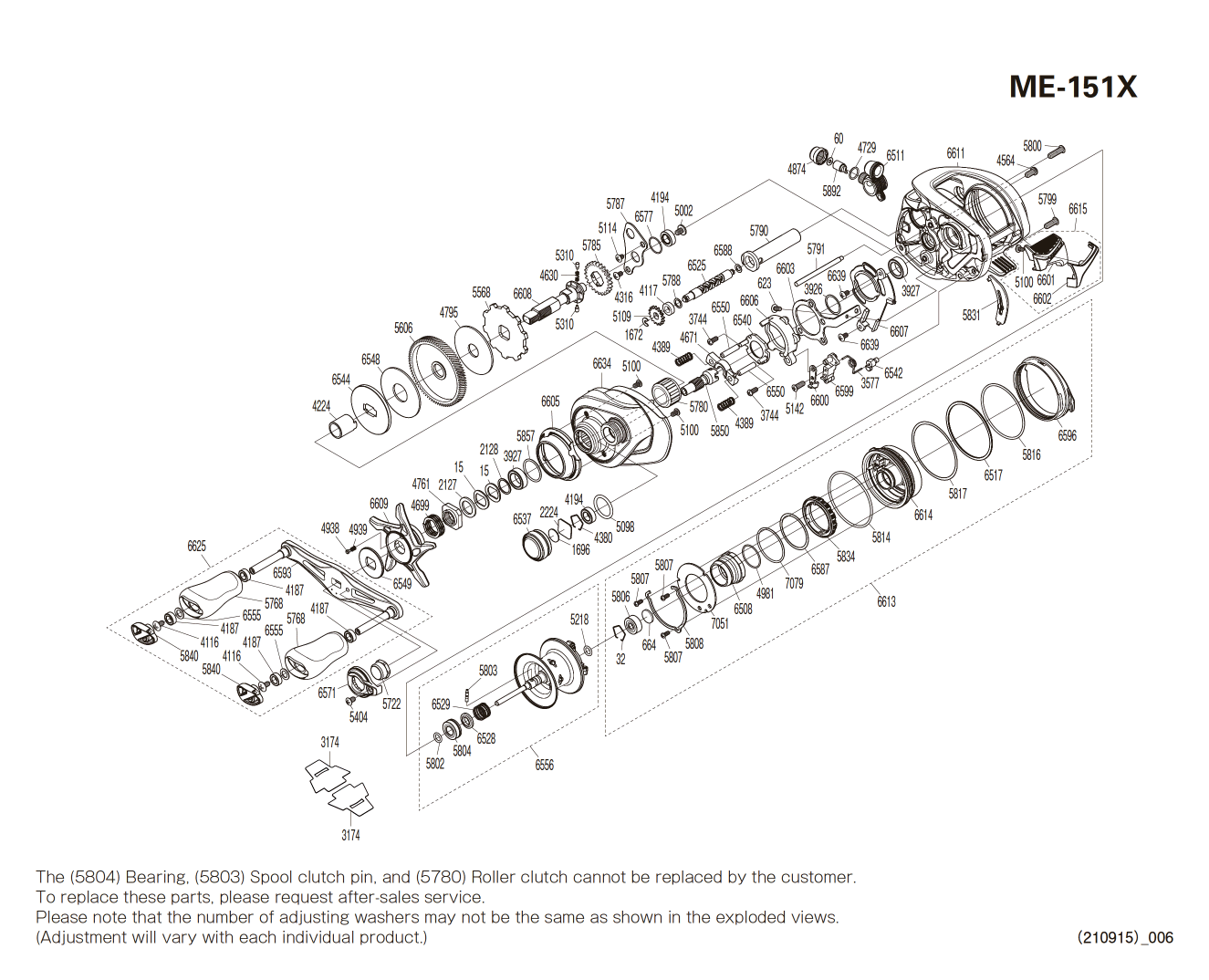 Metanium 151 MGL B XG Left-handed Reel Spare Parts