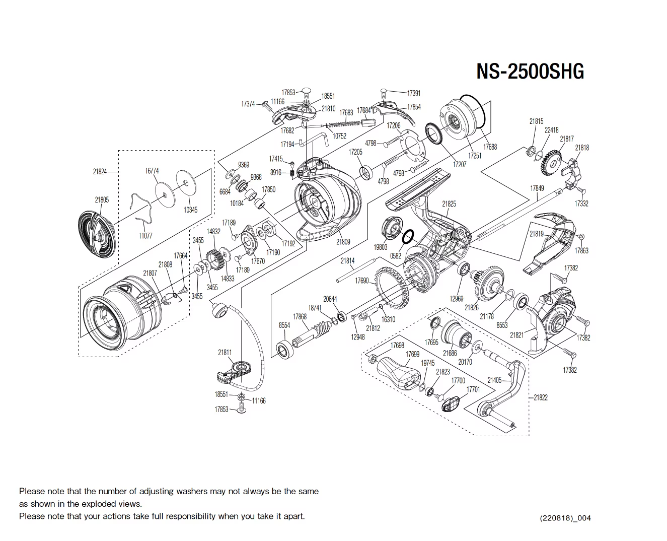 Nasci 2500 FCS HG Reel Spare Parts