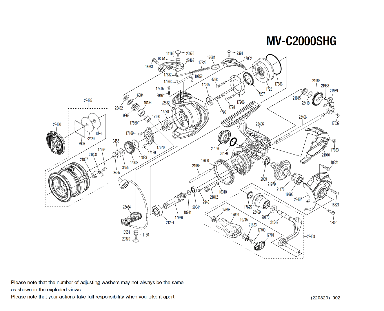Miravel C2000S HG Reel Spare Parts