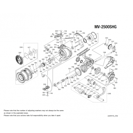 Miravel 2500S HG Reel Spare Parts