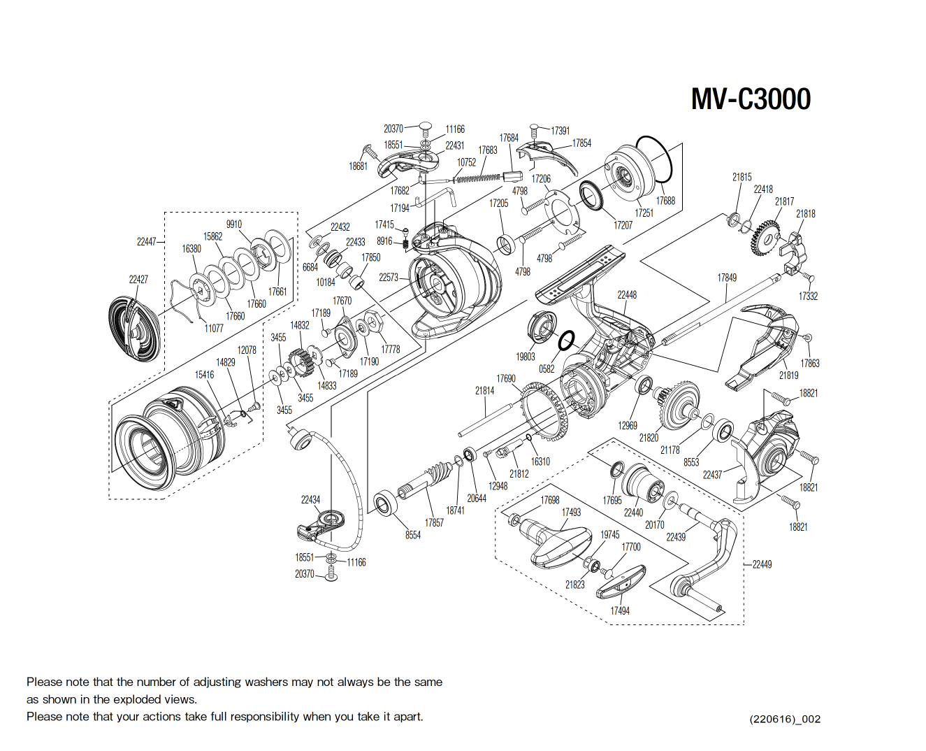 Miravel C3000 Makaraları için Yedek Parçalar