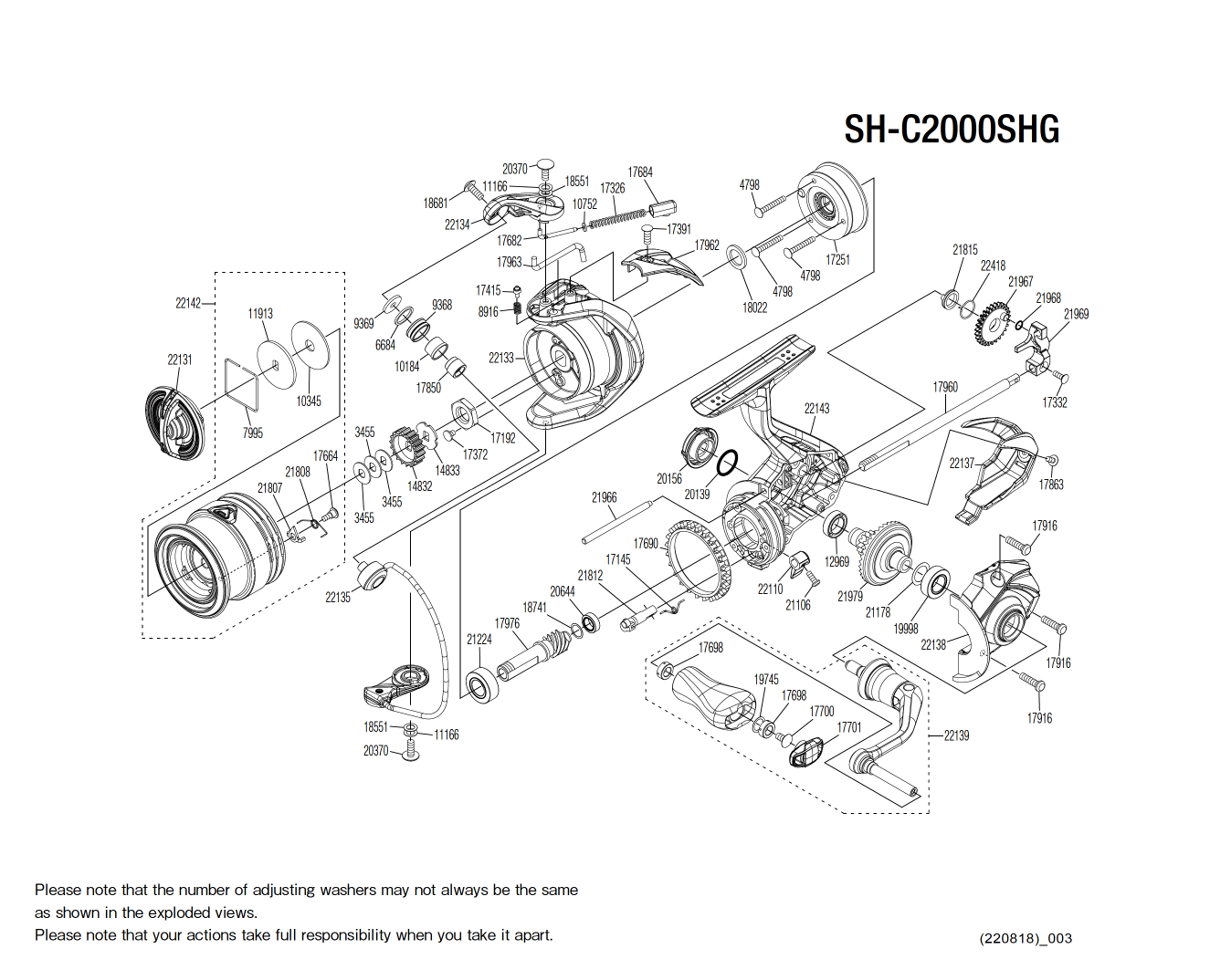 Sahara C2000S FJ HG Reel Spare Parts