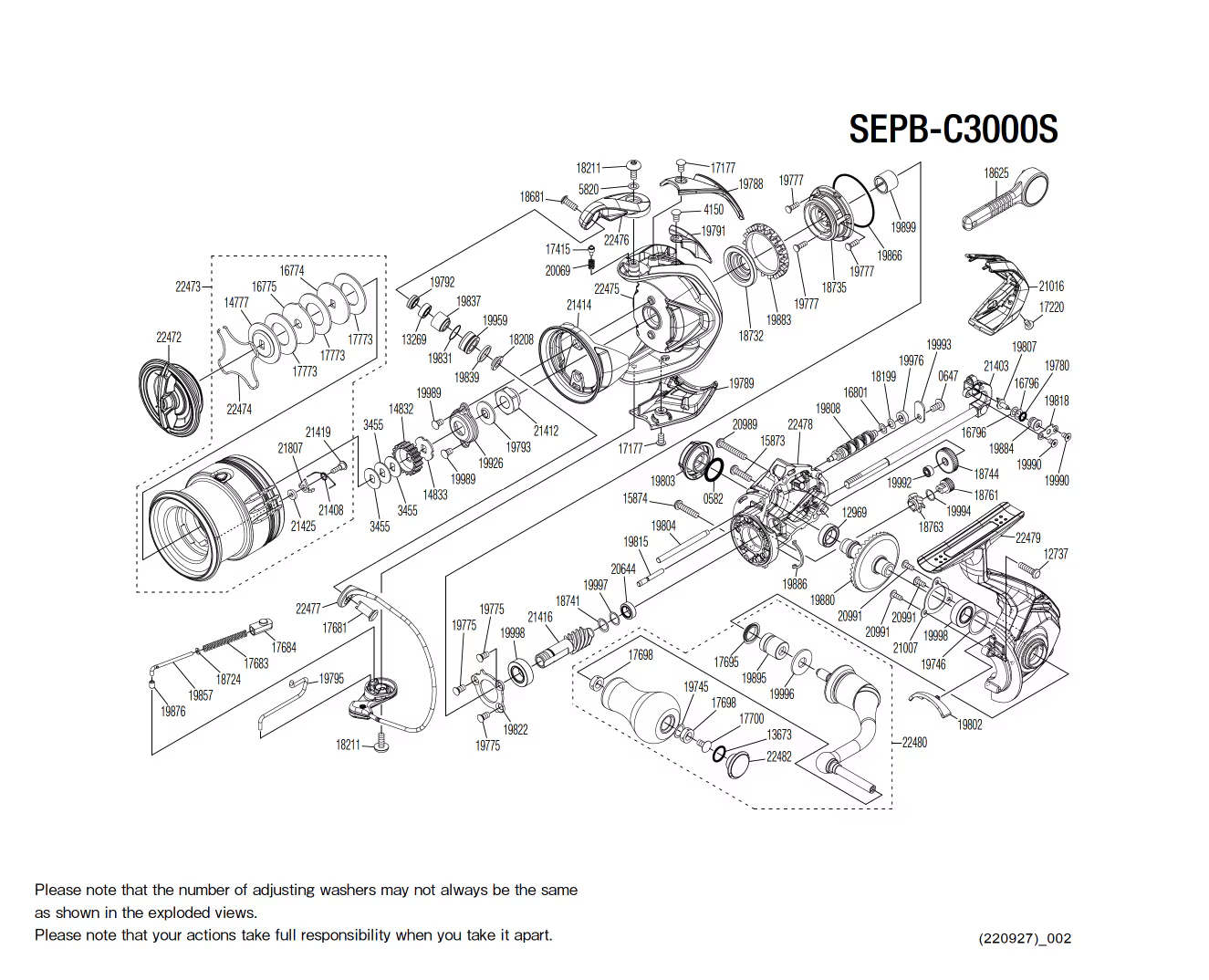 Sephia C3000S BB Makaraları için Yedek Parçalar