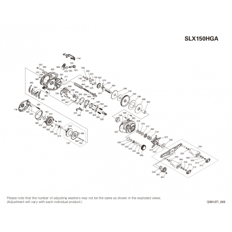 SLX 150 A HG right-handed Reel Spare Parts