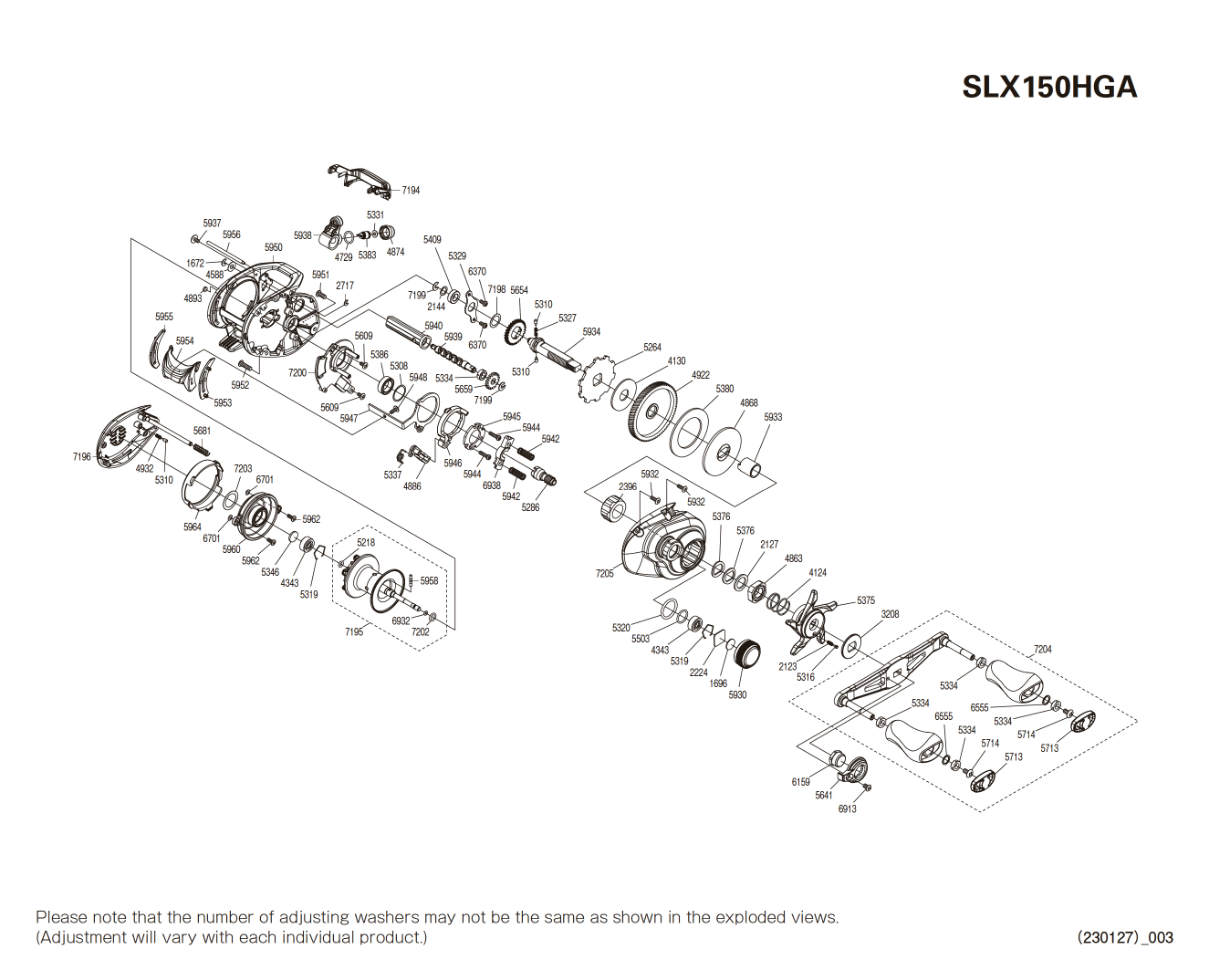 Despiece Carrete SLX 150 A HG Diestro