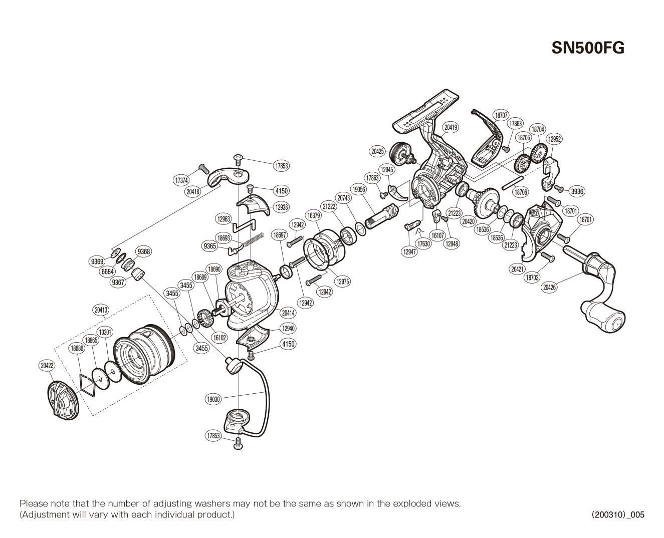 Sienna 500 FG Reel Spare Parts