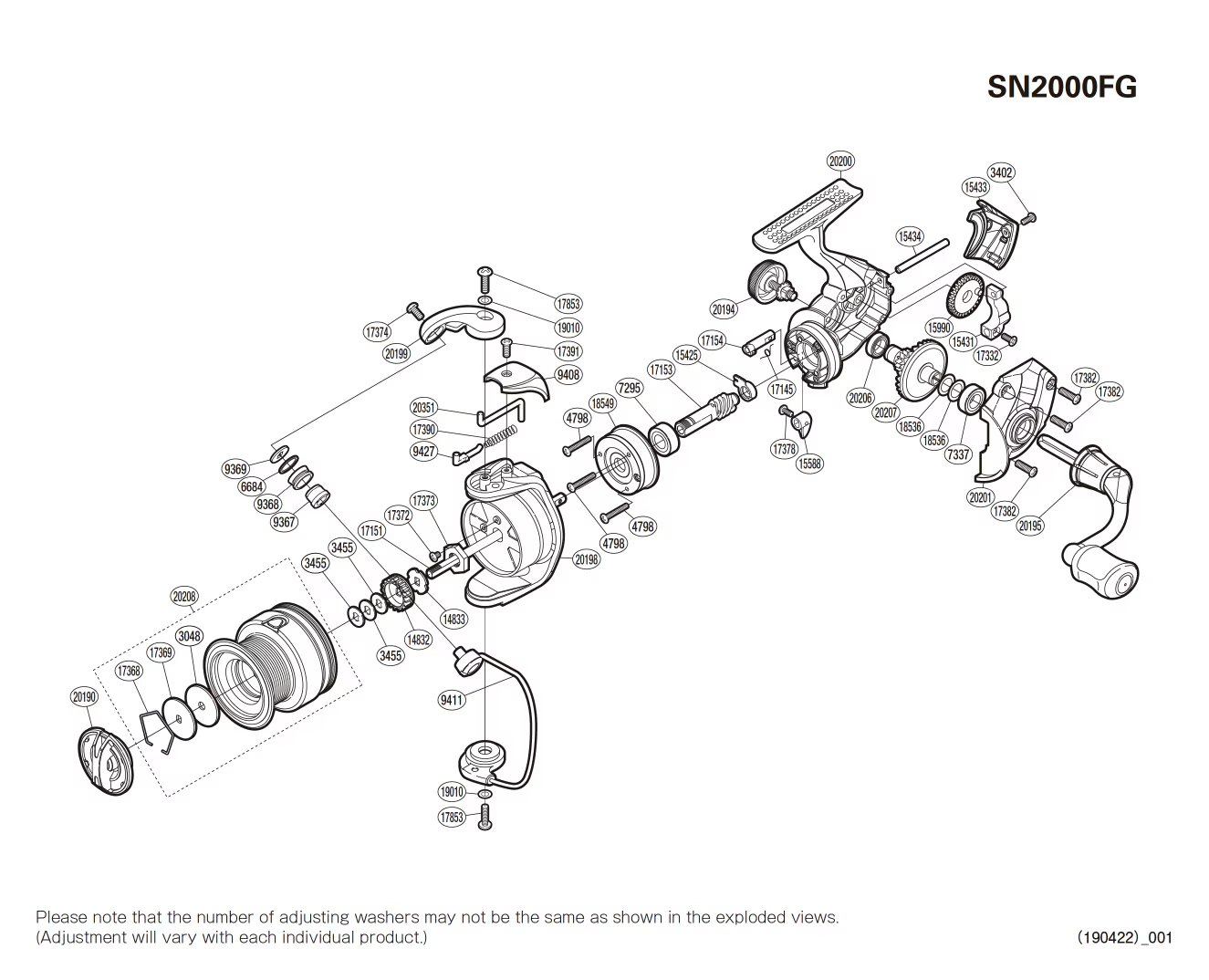 Sienna 2000 FG Reel Spare Parts