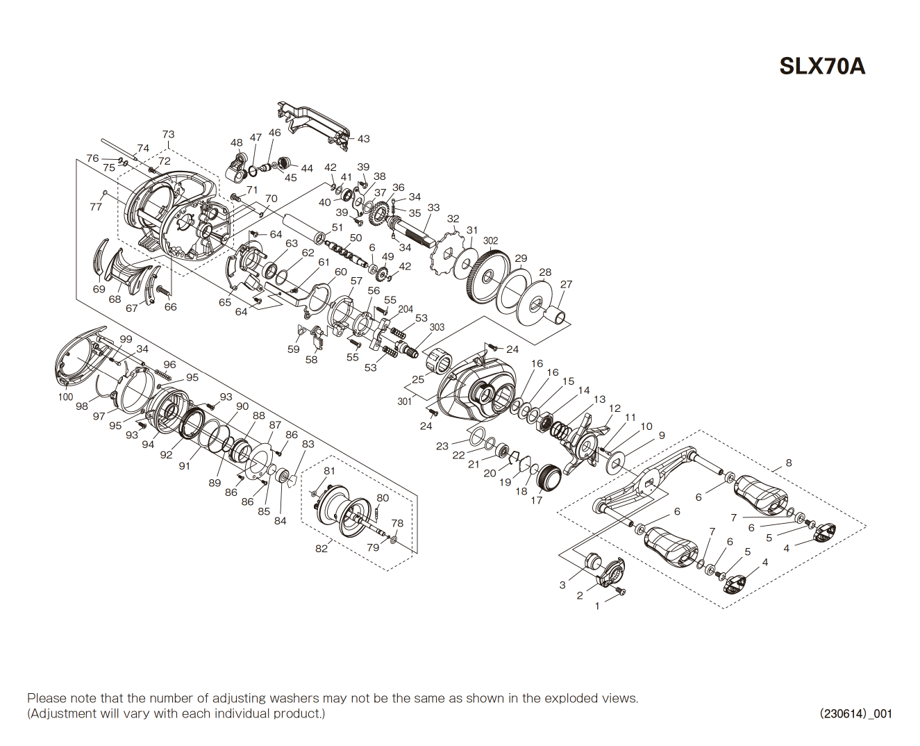 SLX 70 A right-handed Reel Spare Parts
