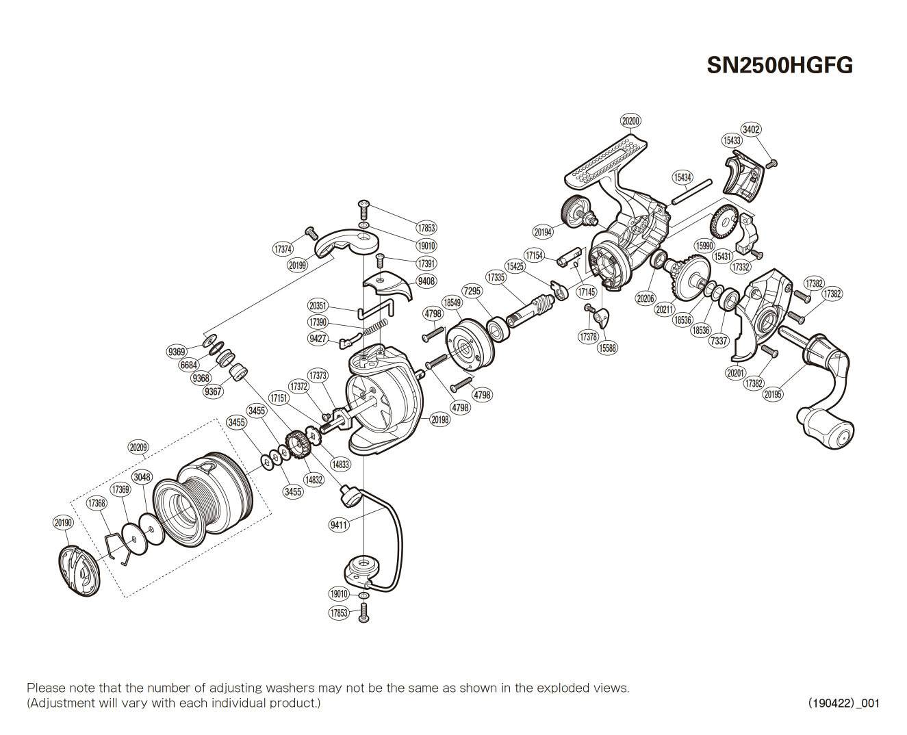 Sienna 2500 FG HG Reel Spare Parts