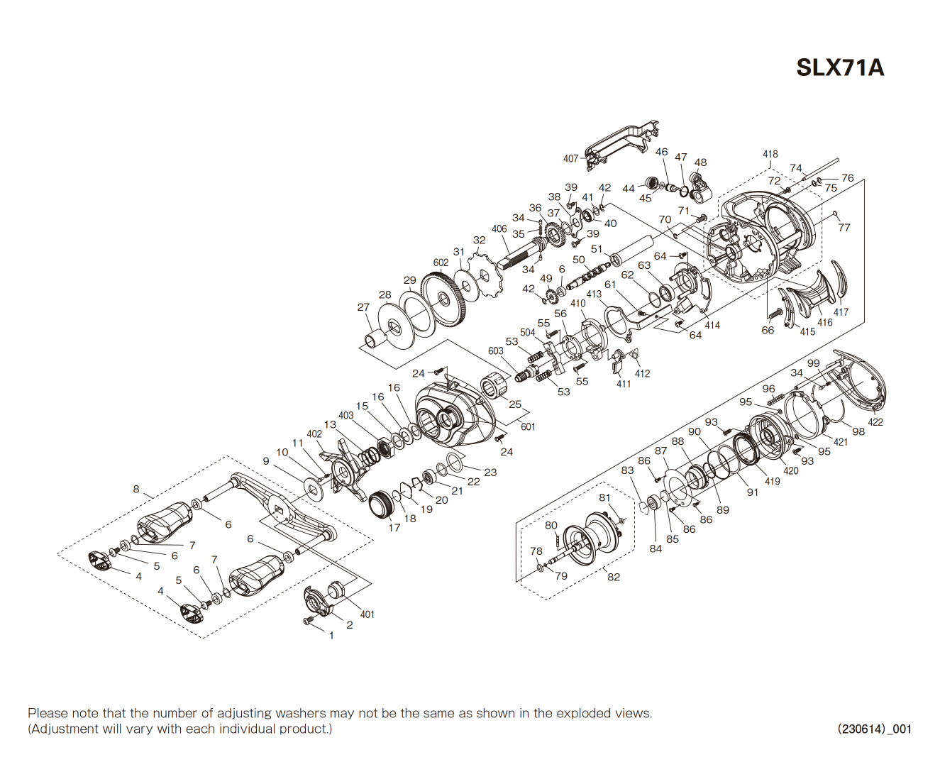Onderdelen voor SLX 71 A linkshandig molens