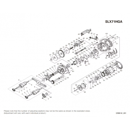SLX 71 HG A left-handed Reel Spare Parts