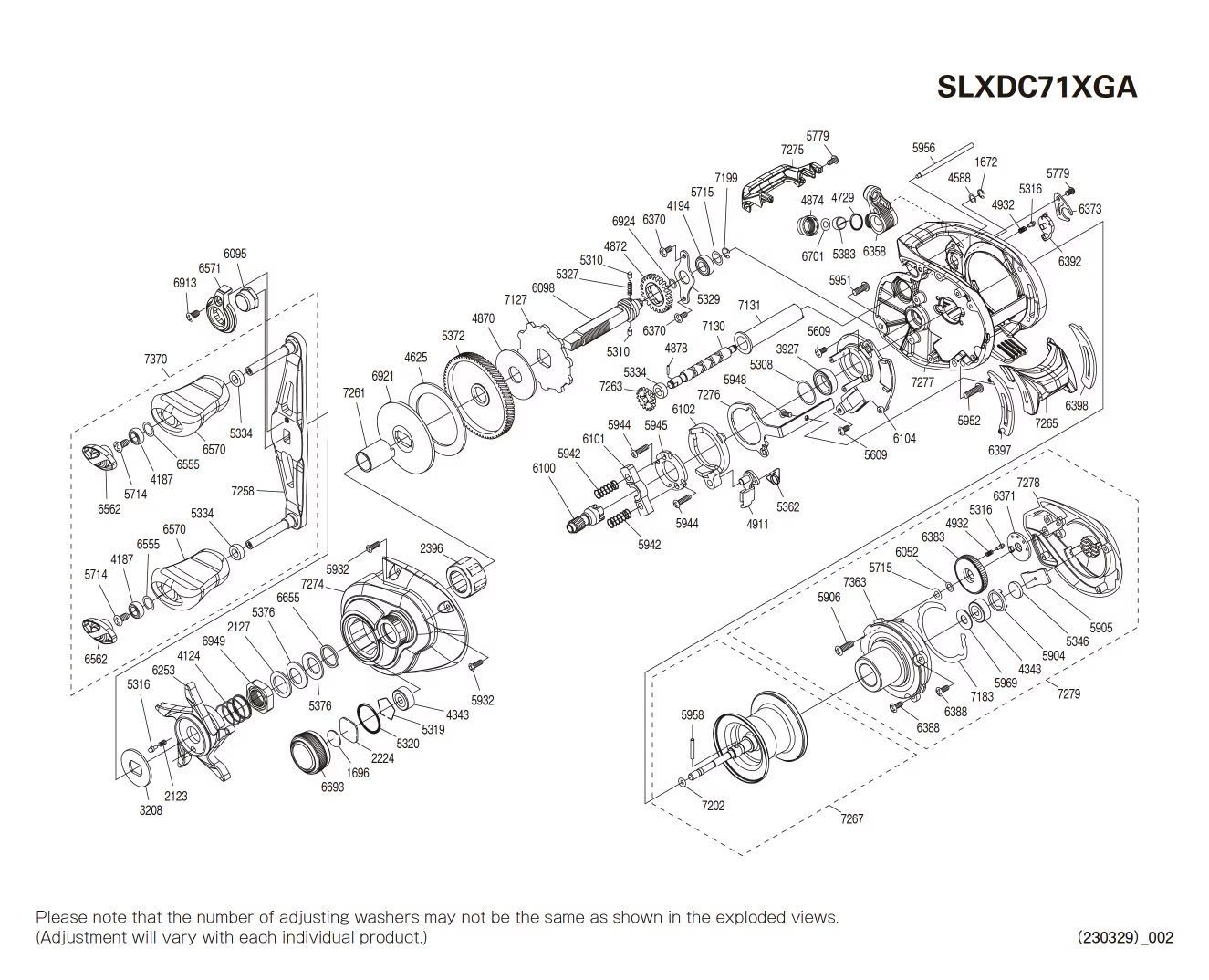 Onderdelen voor SLX 71 DC A XG linkshandig molens