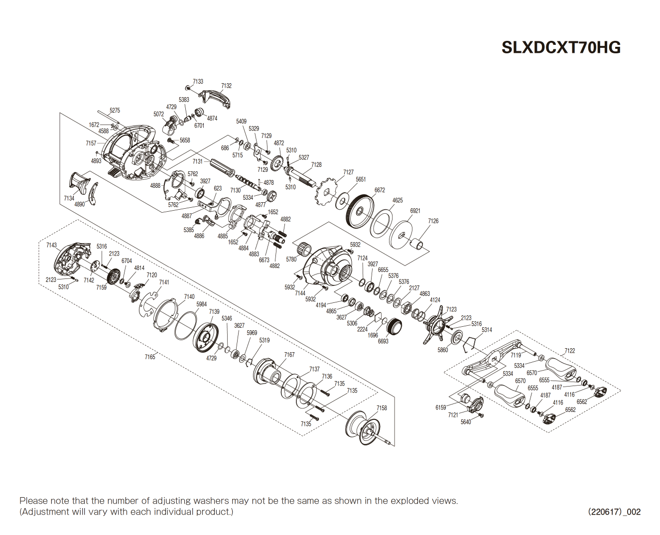 SLX 70 XT DC HG right-handed Reel Spare Parts