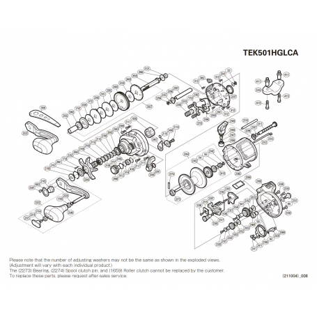 Tekota 501 A HG Line Counter (ft) Solak Makaraları için Yedek Parçalar