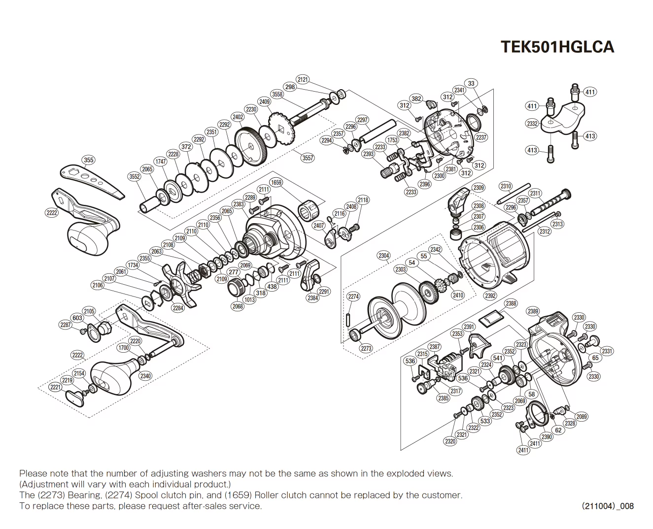 Tekota 501 A HG Line Counter (ft) Left-handed Reel Spare Parts