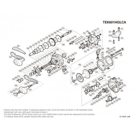 Despiece Carrete Tekota 601 A HG Line Counter (ft) Zurdo