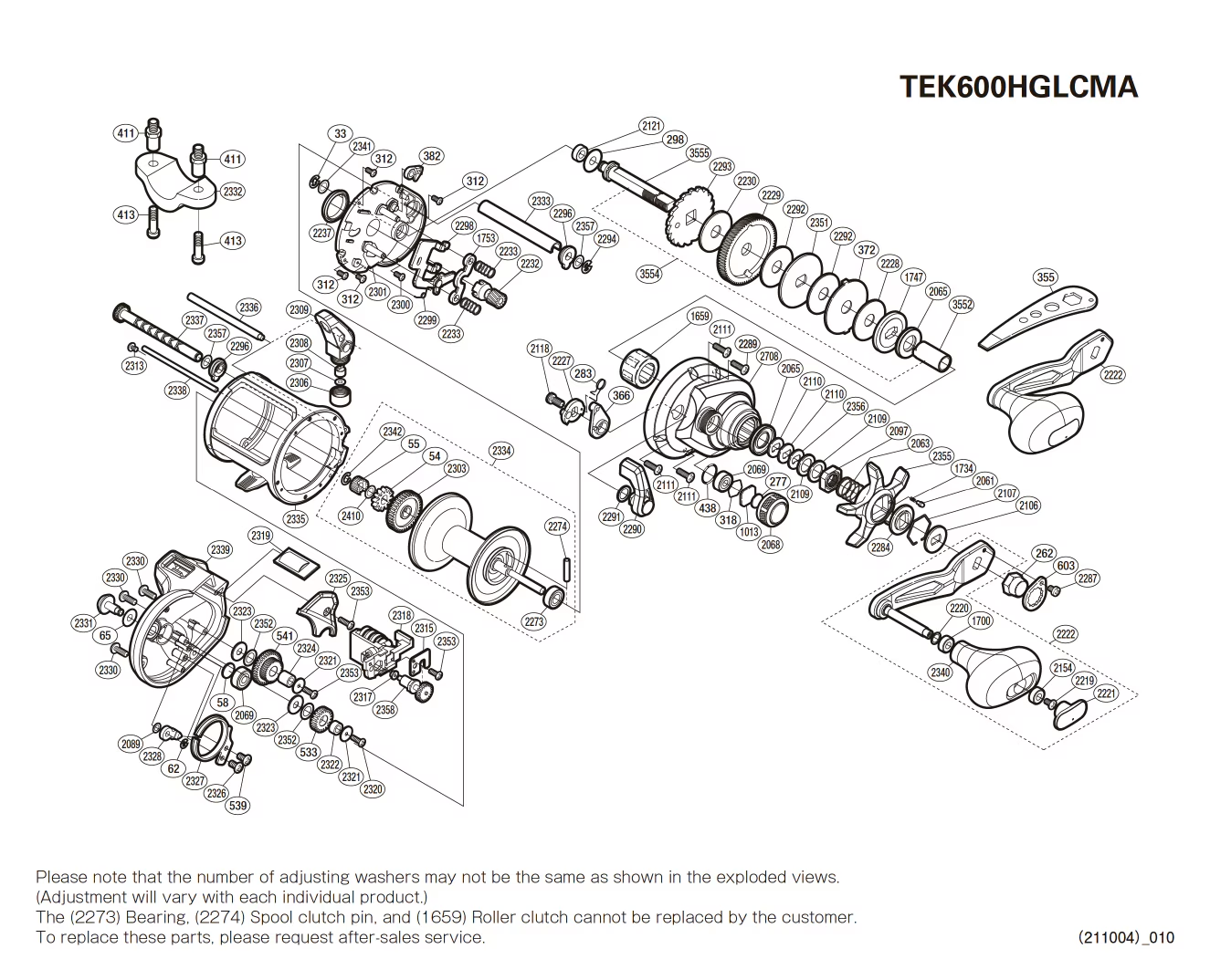 Tekota 600 A HG Line Counter (m) Right-handed Reel Spare Parts