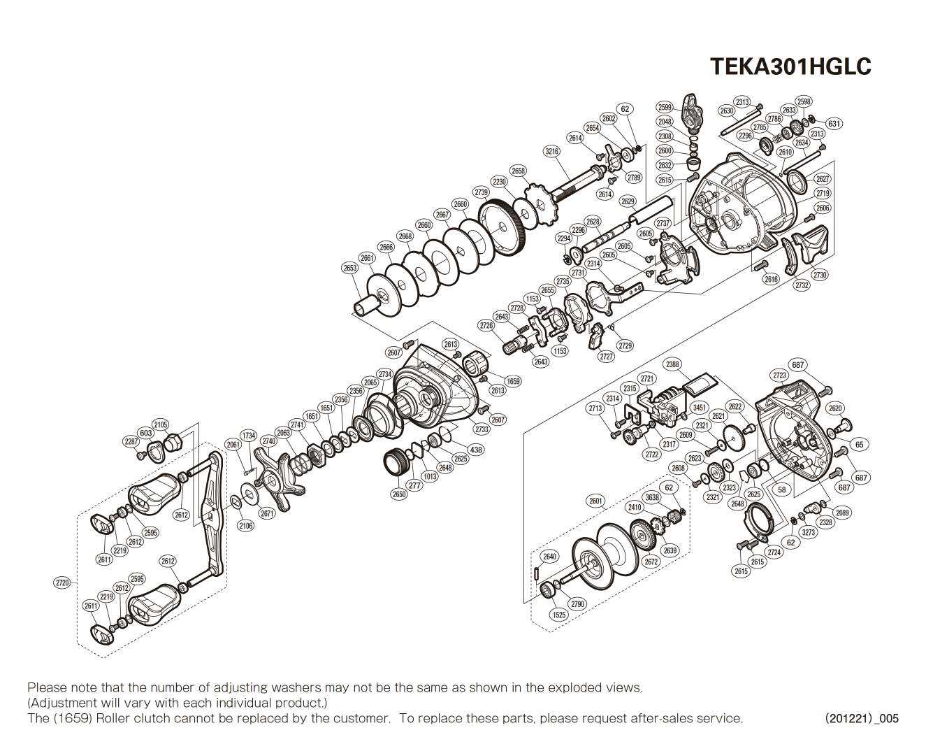 Tekota 301 A HG Line Counter (ft) Left-handed Reel Spare Parts