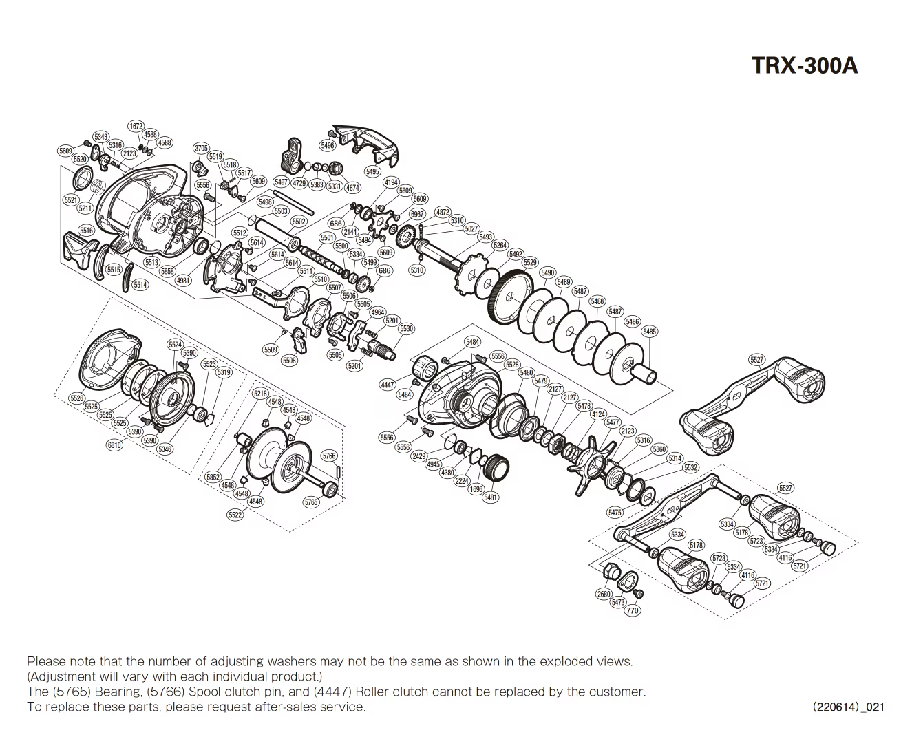 Tranx 300 A right-handed Reel Spare Parts