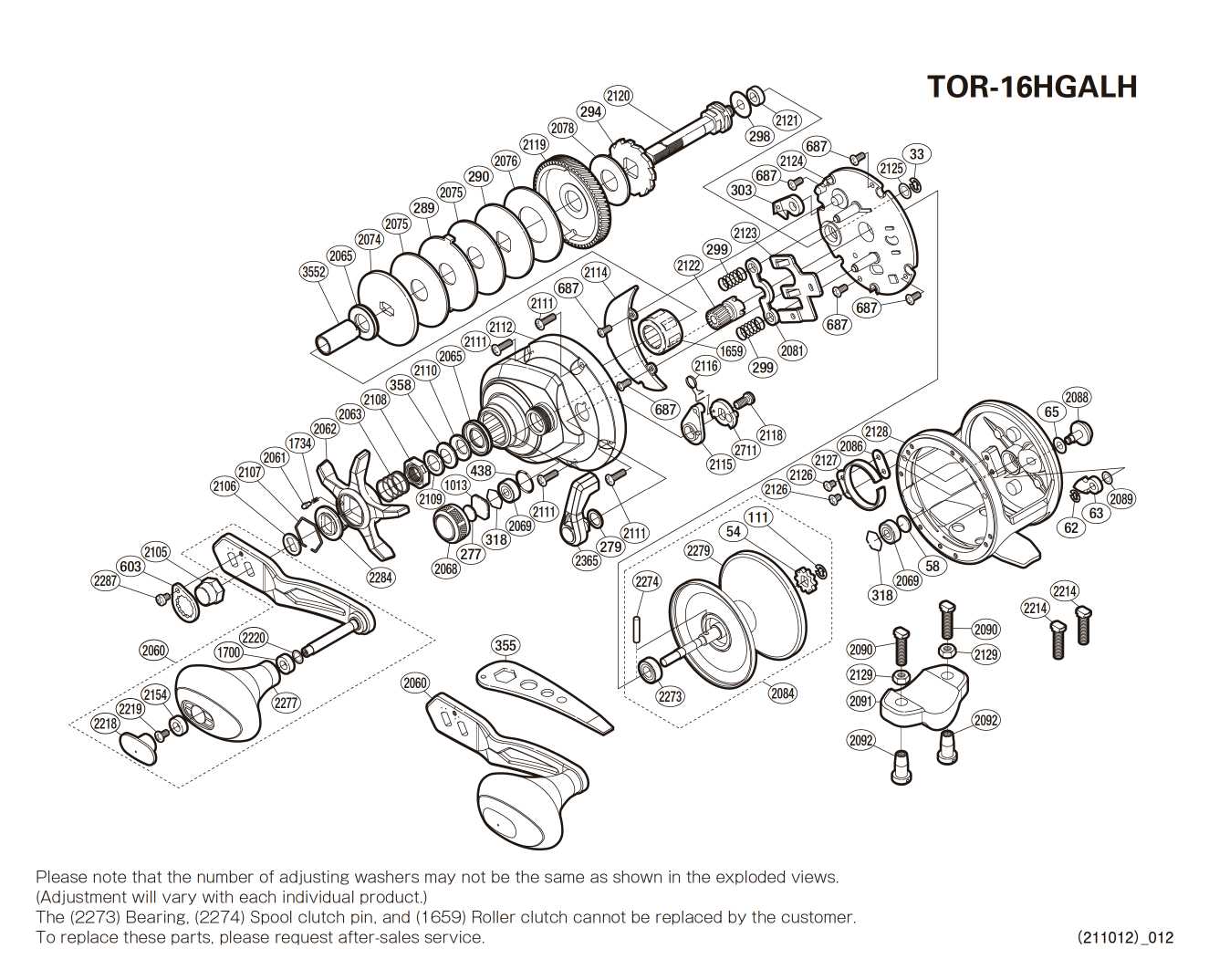 Peças de reposição para Torium 16lb A HG Canhoto