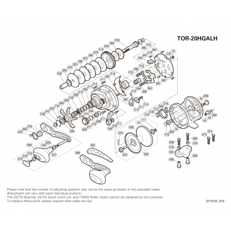 Onderdelen voor Torium 20lb A HG Linkshandig molens